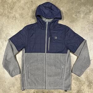 The Hundreds Jacket Hooded Full Zip Navy Gray Fleece Polyester Quilted Sz L